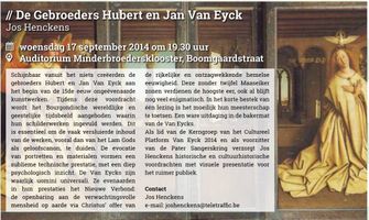 Lezing Hubert en Jan Van Eyck